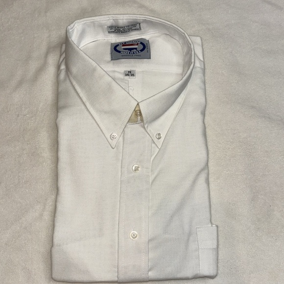 ALL AMERICAN MENS WRINKLE FREE LONG SLEEVE WHITE SHIRT 19 34/35 - Picture 4 of 12